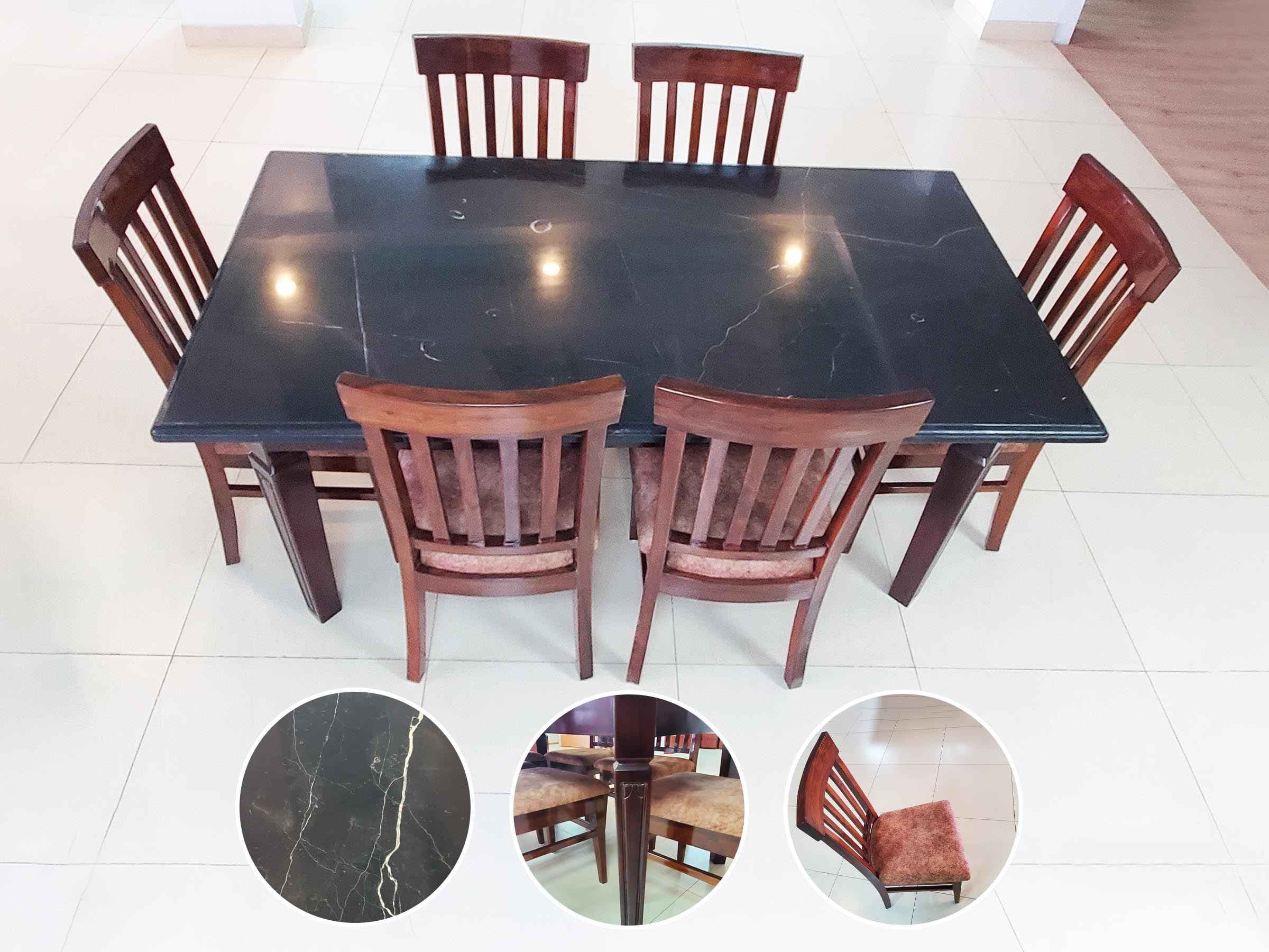 Black Italian Marble Dining Set
