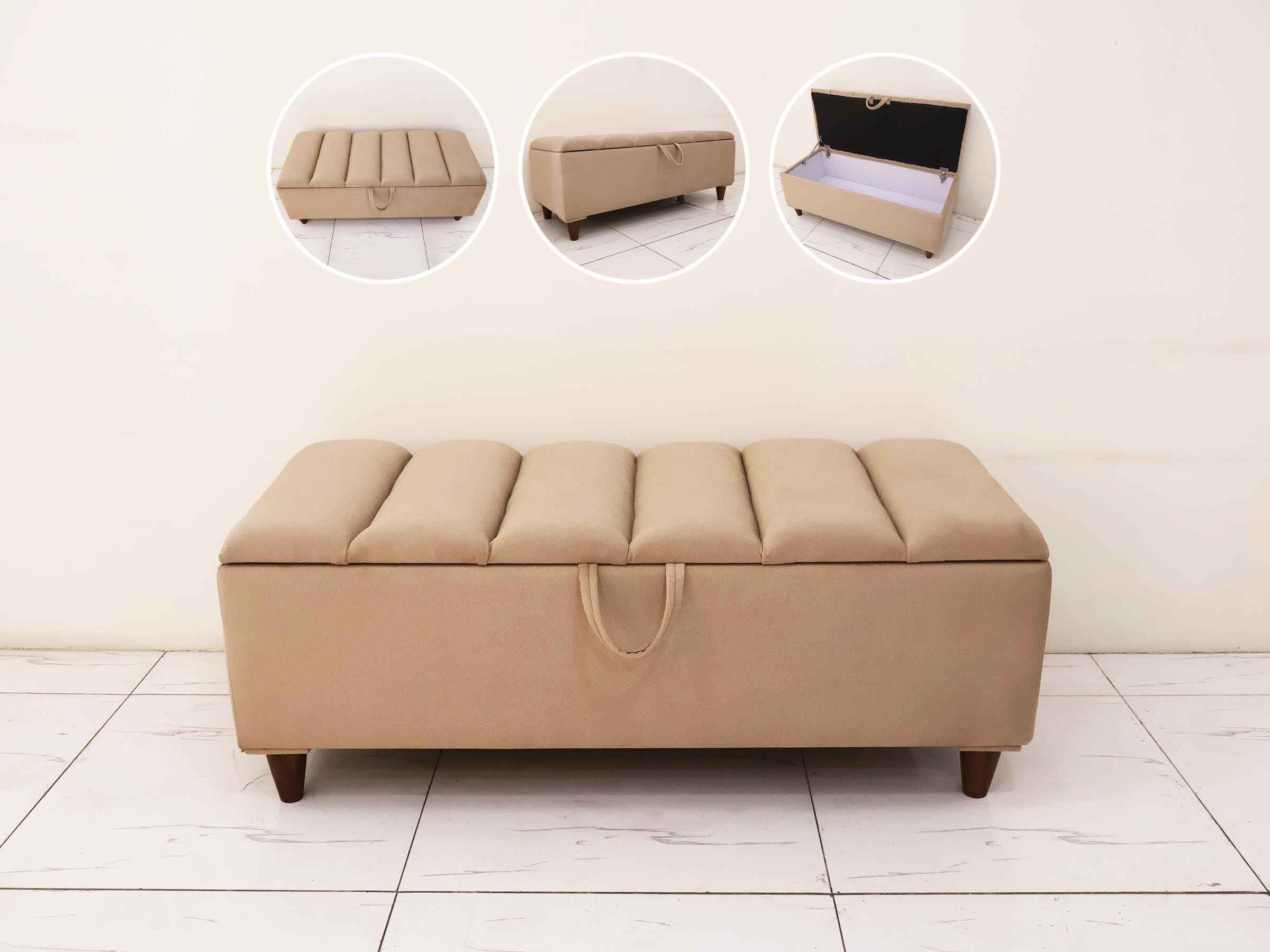 Creamy Hydraulic Storage Bench
