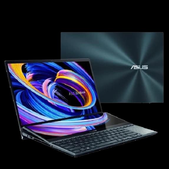 Asus Zenbook Pro 14 Duo OLED (Intel i9-12900H, RTX 3050 Ti, 32GB RAM, 1TB SSD, 14.5" 2.8K OLED + 12.7" IPS ScreenPad Plus) – Blue