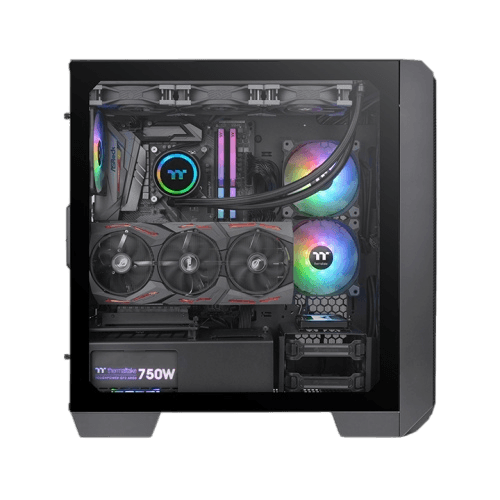 Thermaltake View 300 MX TG ARGB Motherboard Sync E-ATX Mid Tower Computer Case with 2x200mm Front & 1x120mm Rear ARGB Fan – Black