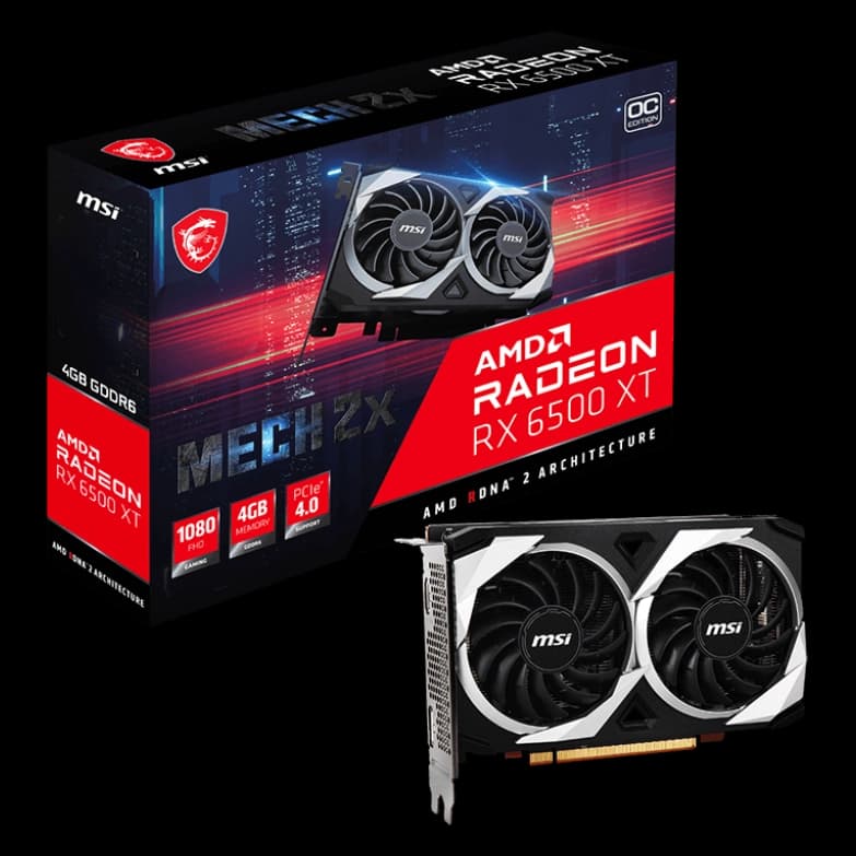 MSI Radeon RX 6500 XT MECH 2X 4G OC Graphics Card