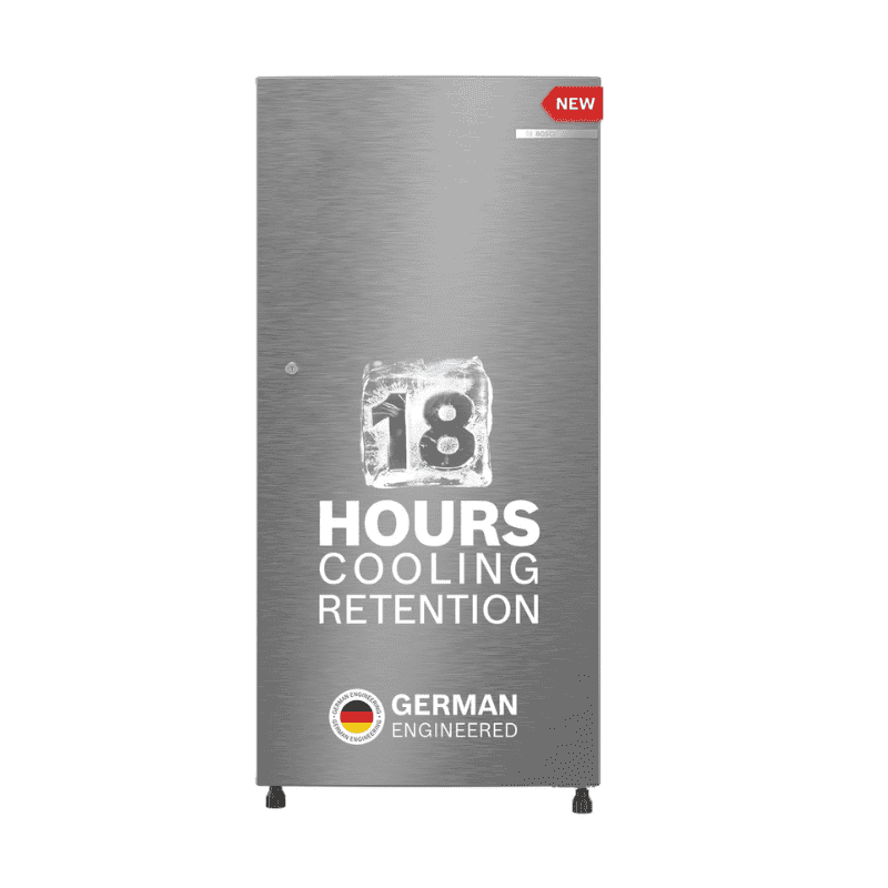 Bosch 195 L, 3 Star, Single Door Refrigerator with Industry's largest vegetable box &amp;amp; largest Beverage space (CST18S23NI, Fine Steel)