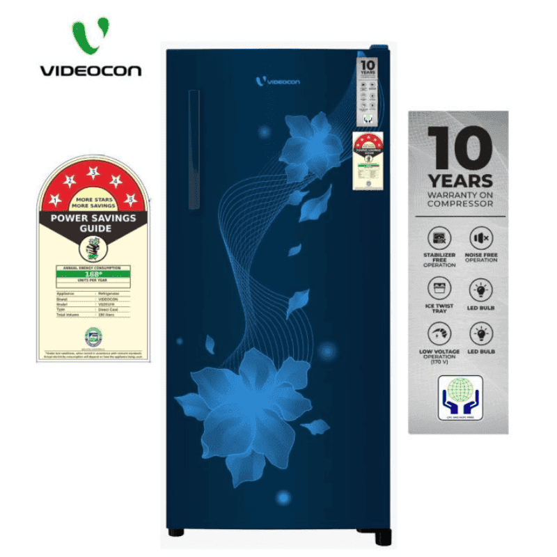 Videocon 190L Single Door Refrigerator with Jumbo Freezer (Blue)
